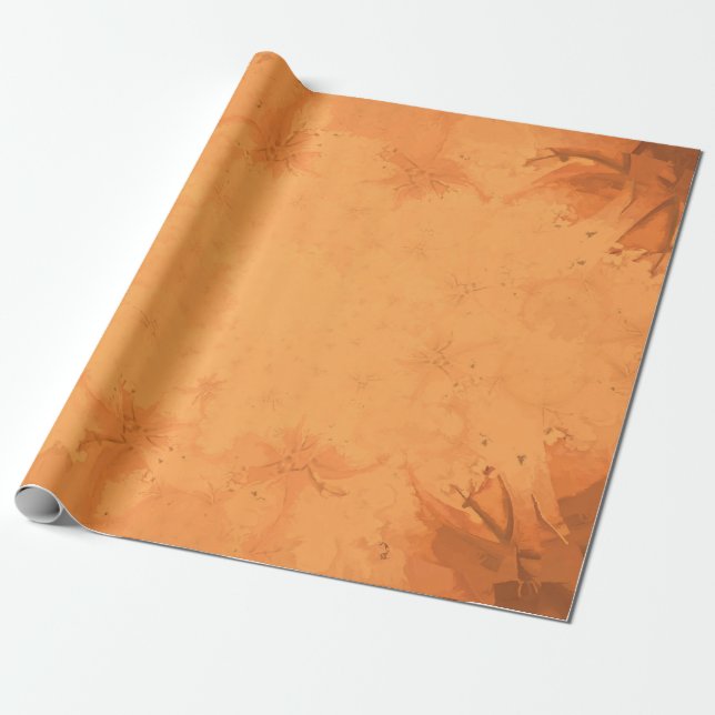 Papel De Regalo Patrón Naranja marrón victoriano de otoño (Desenrollado)
