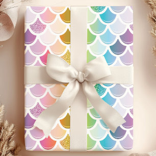 Papel De Regalo Patrón náutico adorable escamas de pez sirena arco