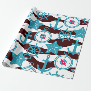 Papel De Regalo Patrón náutico de verano
