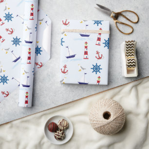 Papel De Regalo Patrón náutico, patrón marino, vela, anclajes