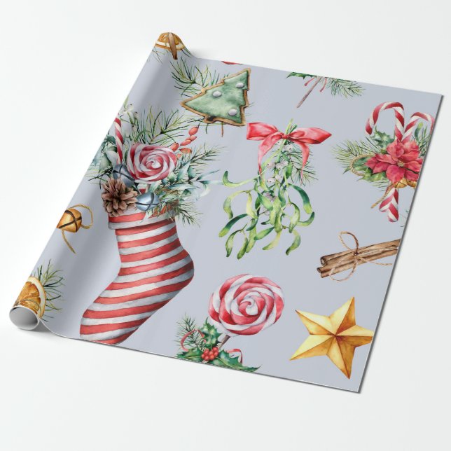 Papel De Regalo Patrón navidad/azul (Desenrollado)