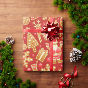 Papel De Regalo Patrón navidad-Santa Claus Tree Rudolph Snowman