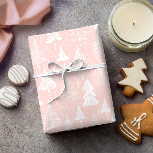 Papel De Regalo Patrón Navidades blancos rosados#6 ID1009