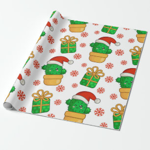 Papel De Regalo Patrón Navidades cactus