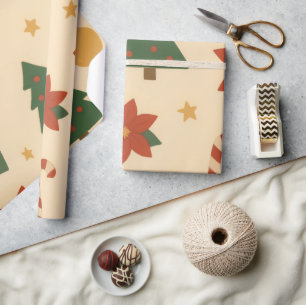 Papel De Regalo Patrón Navideño Acogedor con Regalos y Árboles