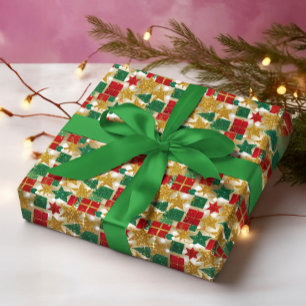 Papel De Regalo Patrón Navideño Brillante