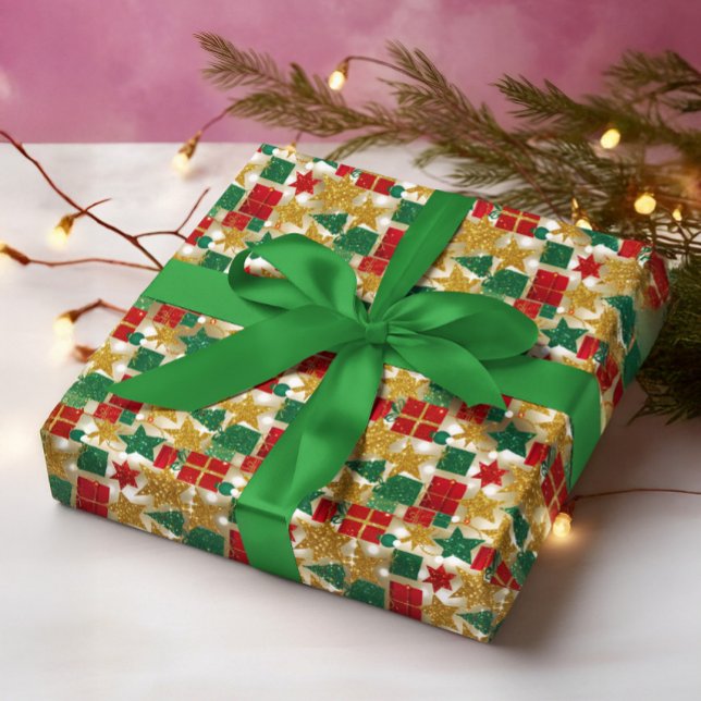 Papel De Regalo Patrón Navideño Brillante (Subido por el creador)