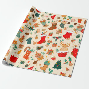 Papel De Regalo Patrón navideño colorido