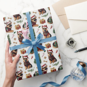 Papel De Regalo Patrón Navideño de Pastor Alemán