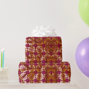 Papel De Regalo Patrón navideño de rosa cubista dorada