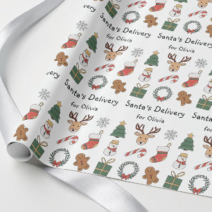 Papel De Regalo Patrón Navideño Festivo Rojo Verde Lindo para Niño