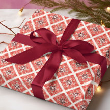 Patrón Navideño Floral Rojo Audaz Moderno