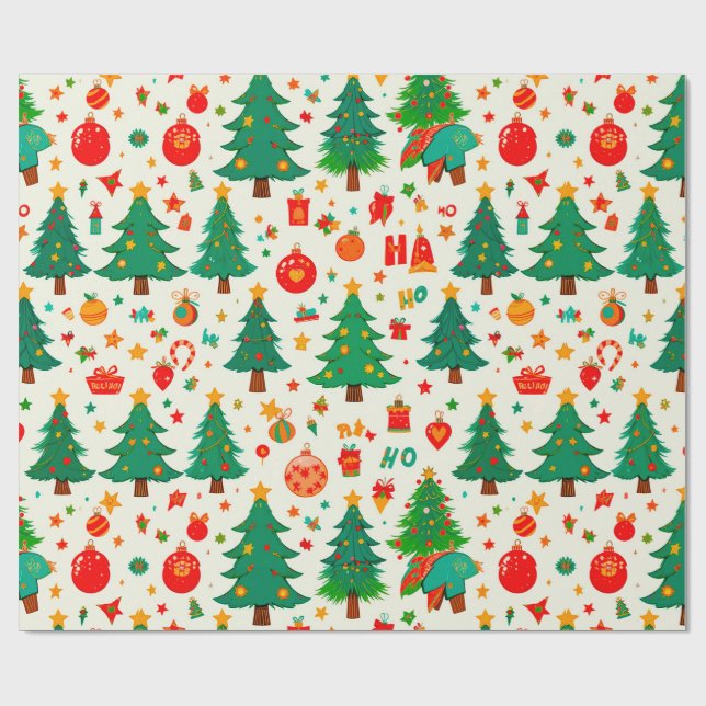 Papel De Regalo Patrón Navideño Vibrante (Superficie plana)