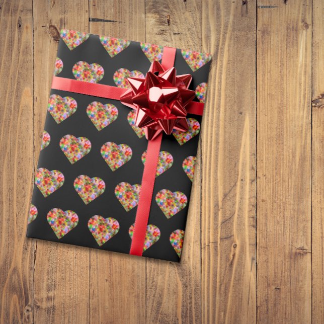 Papel De Regalo Patrón negro cardíaco de color moderno (Subido por el creador)