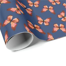 Papel De Regalo Patrón negro rosado Naranja de mariposas