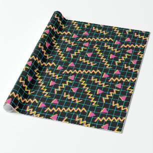 Papel De Regalo Patrón negro y neón de 80/90