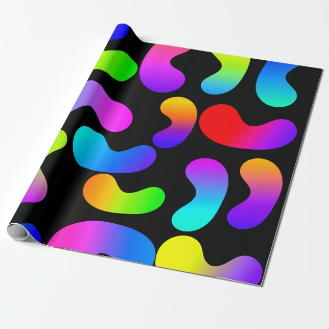 PAPEL DE REGALO PATRÓN NEON GRADIENT MODERNO NEGRO (Desenrollado)