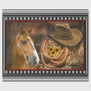 Papel De Regalo Patrón occidental de Lasso Gorra Vaquero de Caball