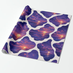 Papel De Regalo Patrón Oceánico de Puesta de Sol Celestial