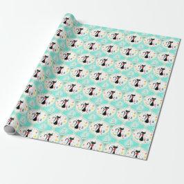 Papel De Regalo Patrón Ogee de gato siamés de Navidad retro