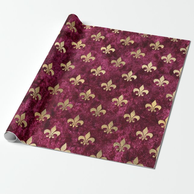 Papel De Regalo Patrón Orleáns De Terciopelo Rojo (Desenrollado)