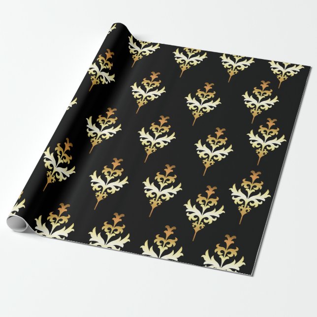 Papel De Regalo Patrón oro y negro (Desenrollado)