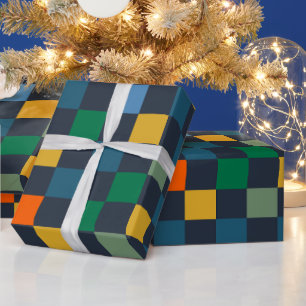 Papel De Regalo Patrón oscuro de comprobación de múltiples colores