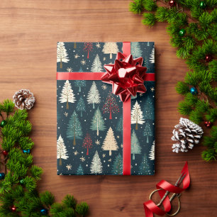 Papel De Regalo Patrón oscuro de regalos de bosque de invierno de