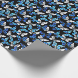 Papel De Regalo Patrón oscuro sin costuras con mariposas azules Mo