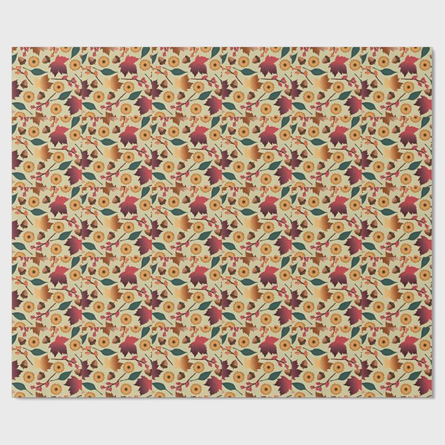 Papel De Regalo Patrón Otoñal Colorido (Superficie plana)