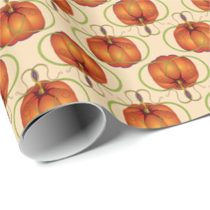 Papel De Regalo Patrón otoño de la calabaza curvada naranja
