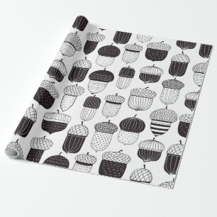 Papel De Regalo Patrón otoño de las bellotas de Doodle