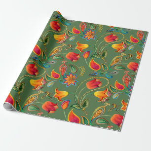 Papel De Regalo Patrón paisajista de flor acuarela