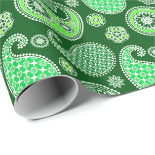 Papel De Regalo Patrón Paisley, Esmeralda y Verde Jade