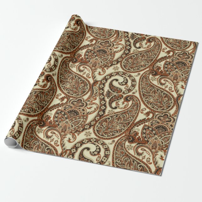 Papel De Regalo Patrón Paisley. Fondo textil asiático sin inconven (Desenrollado)