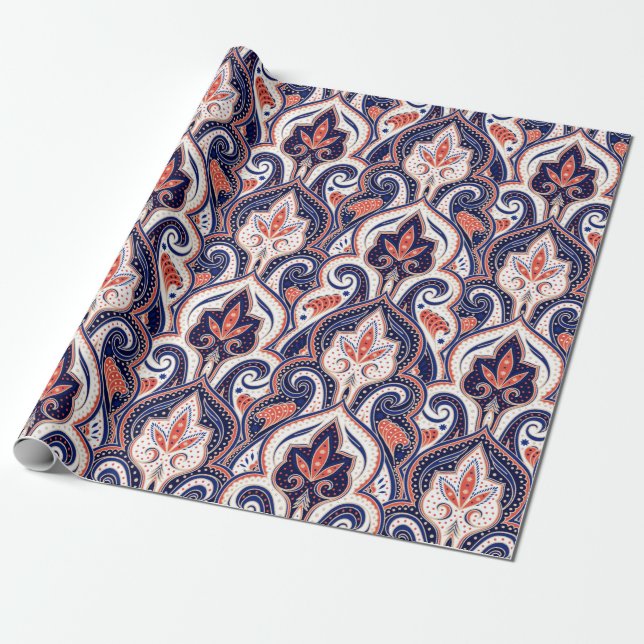 Papel De Regalo Patrón paisley indio impecable. Arabesco persa (Desenrollado)