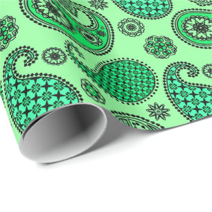 Papel De Regalo Patrón paisley, jade y verde menta