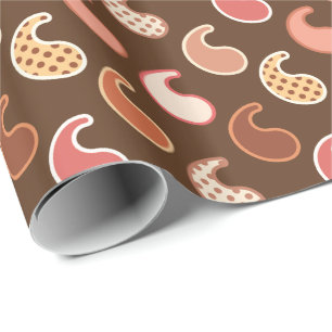Papel De Regalo Patrón paisley moderno, tonos de la Tierra, marrón