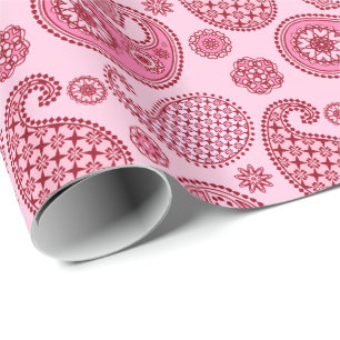 Papel De Regalo Patrón paisley, tonos claros y rosa profundo