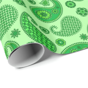 Papel De Regalo Patrón Paisley, verde limón y esmeralda