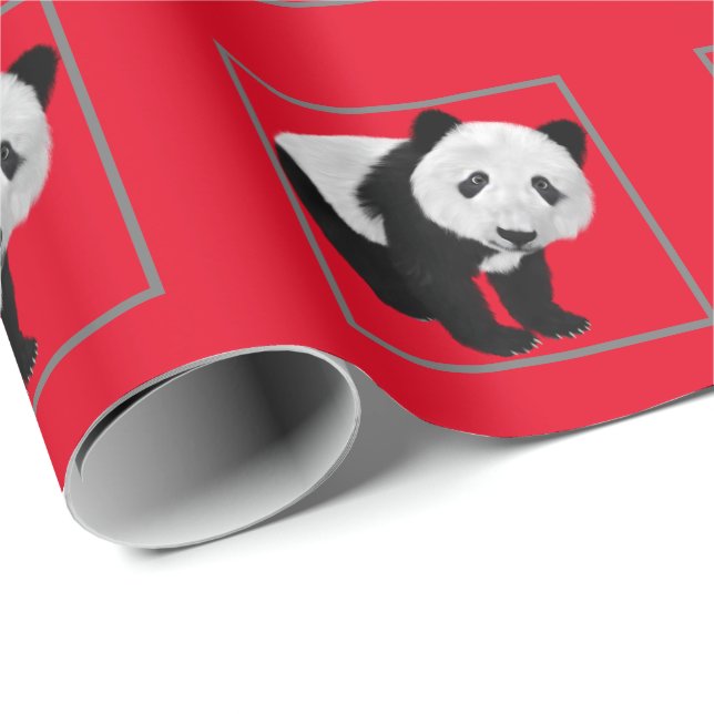 Papel De Regalo Patrón Panda - Color de fondo cambiable (Esquina del rollo)