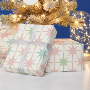 Papel De Regalo Patrón Pastel de Estrellas Atómicas Modernas del S