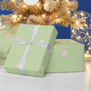 Papel De Regalo Patrón Pastel de Lunares Rosados y Verdes Femenino