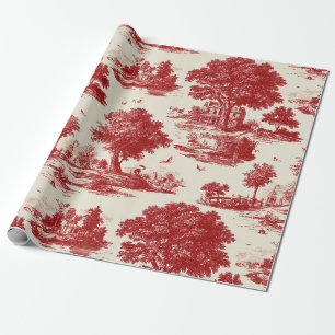 Papel De Regalo Patrón pastoral campestre de Toile francés rojo