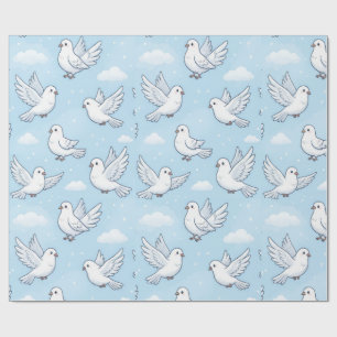 Papel De Regalo Patrón perfecto de cielo con palomas blancas linda