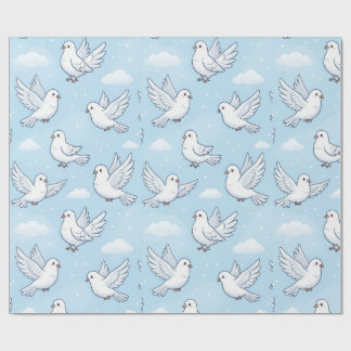 Papel De Regalo Patrón perfecto de cielo con palomas blancas linda