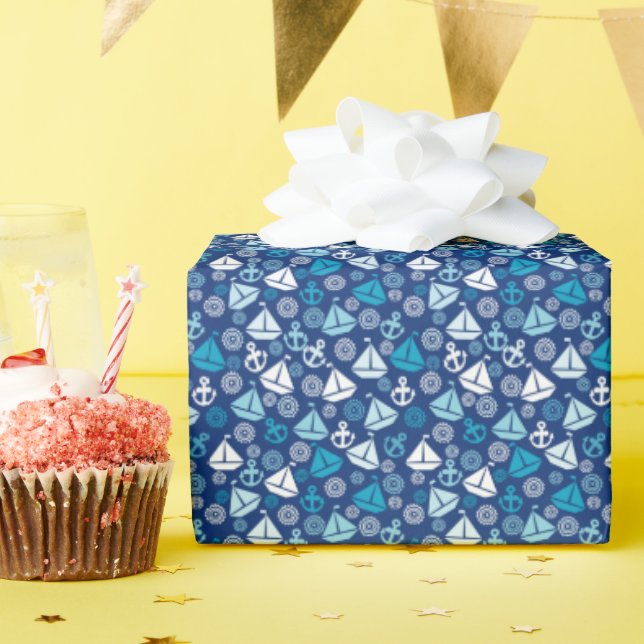 Papel De Regalo Patrón personalizado con veleros (Fiesta de cumpleaños )