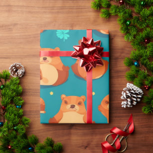 Papel De Regalo Patrón personalizado de color de agua de castor