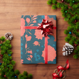 Papel De Regalo Patrón personalizado de color floral de Wombat