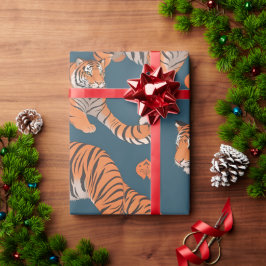 Papel De Regalo Patrón personalizado de color retro tigre